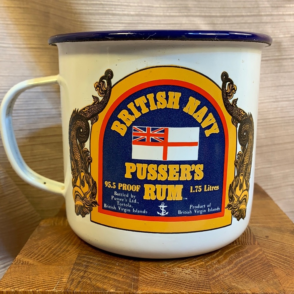British Navy Pusser’s Rum enameled cup